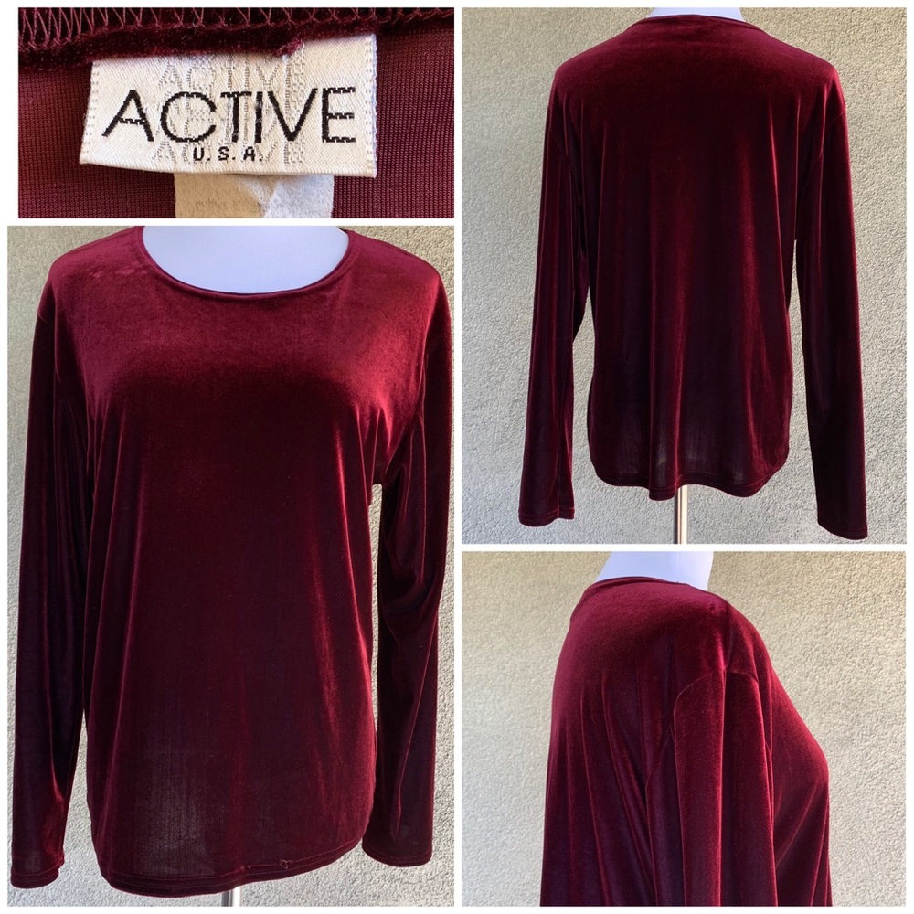 🔥5/$20🔥 Wine Velvet Stretch Top
